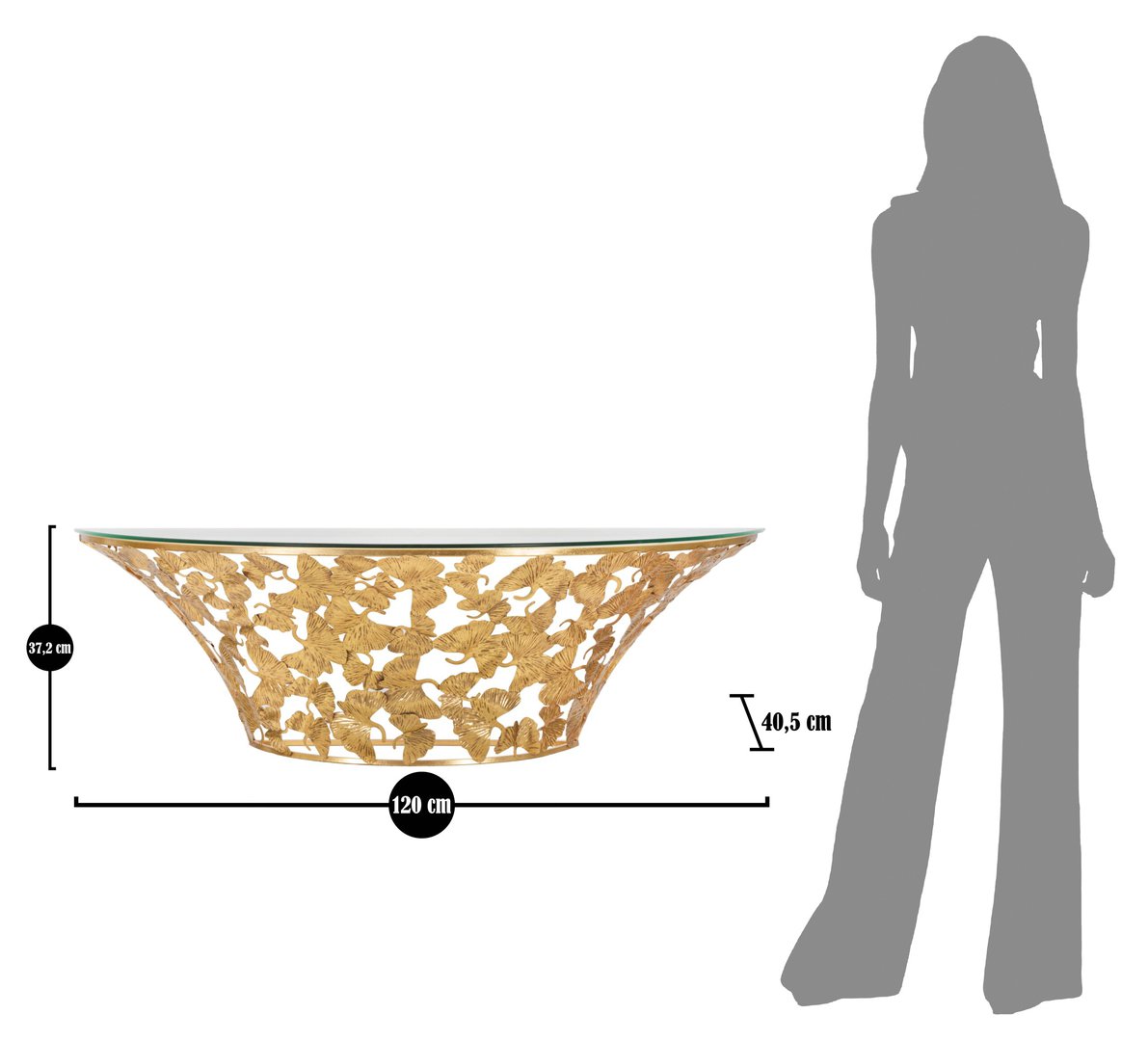 STENSKA KONZOLNA MIZA LISTJE 120CM - ZLATA - slika 6