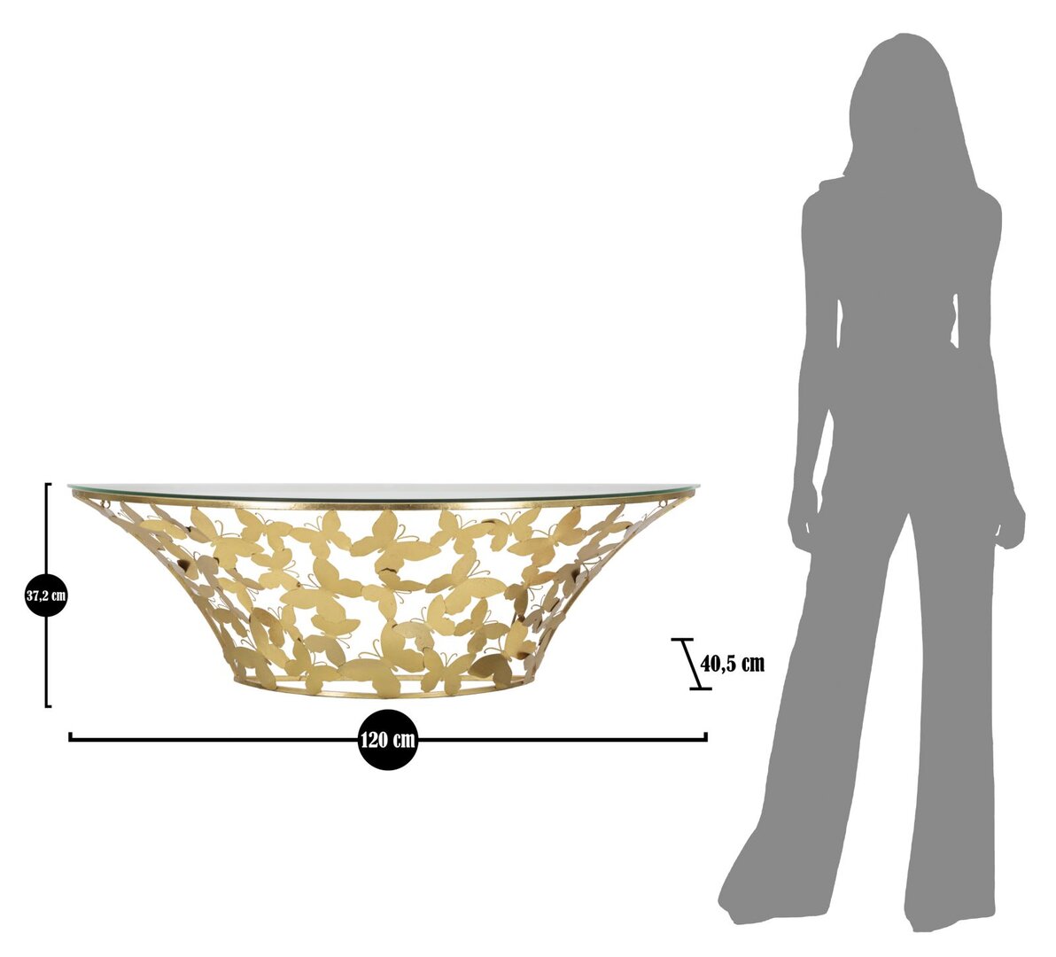 STENSKA KONZOLNA MIZA METULJI 120CM - ZLATA - slika 8