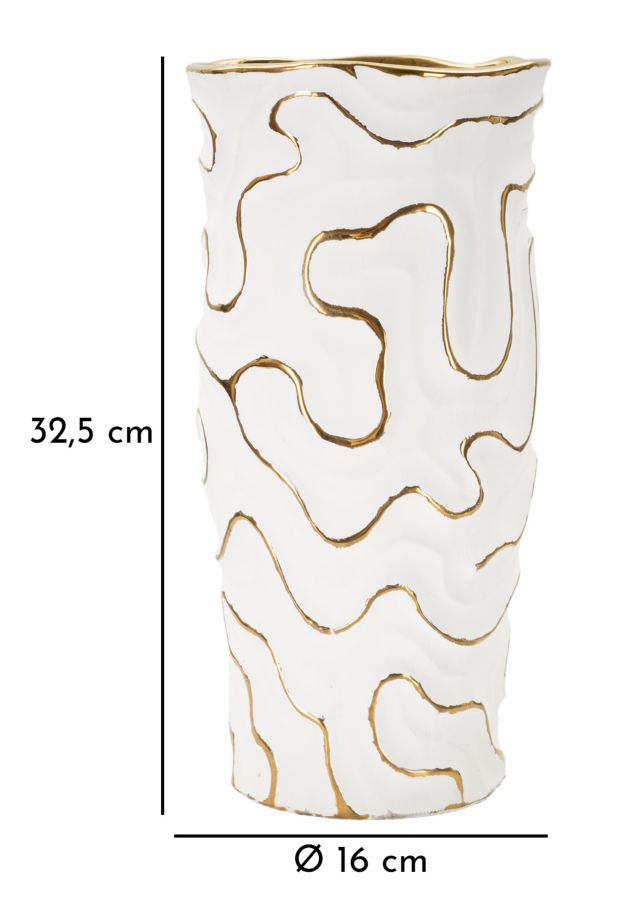 ADORE KERAMIČNA VAZA - KREM/ZLATA Ø 16X32,5cm - slika 6