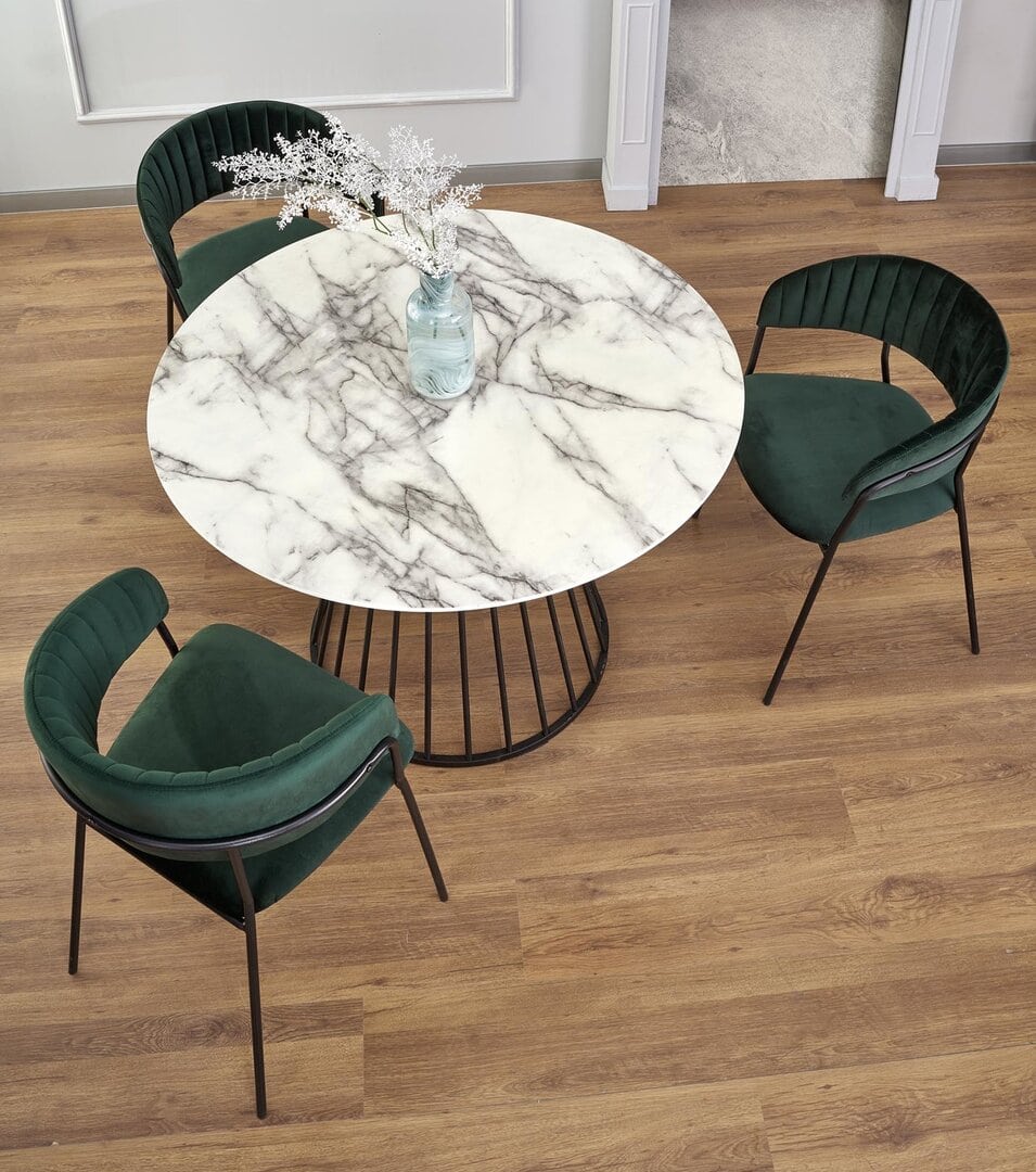 BROADWAY OKROGLA MIZA 110cm - MARMOR BELA / ČRNA - slika 3