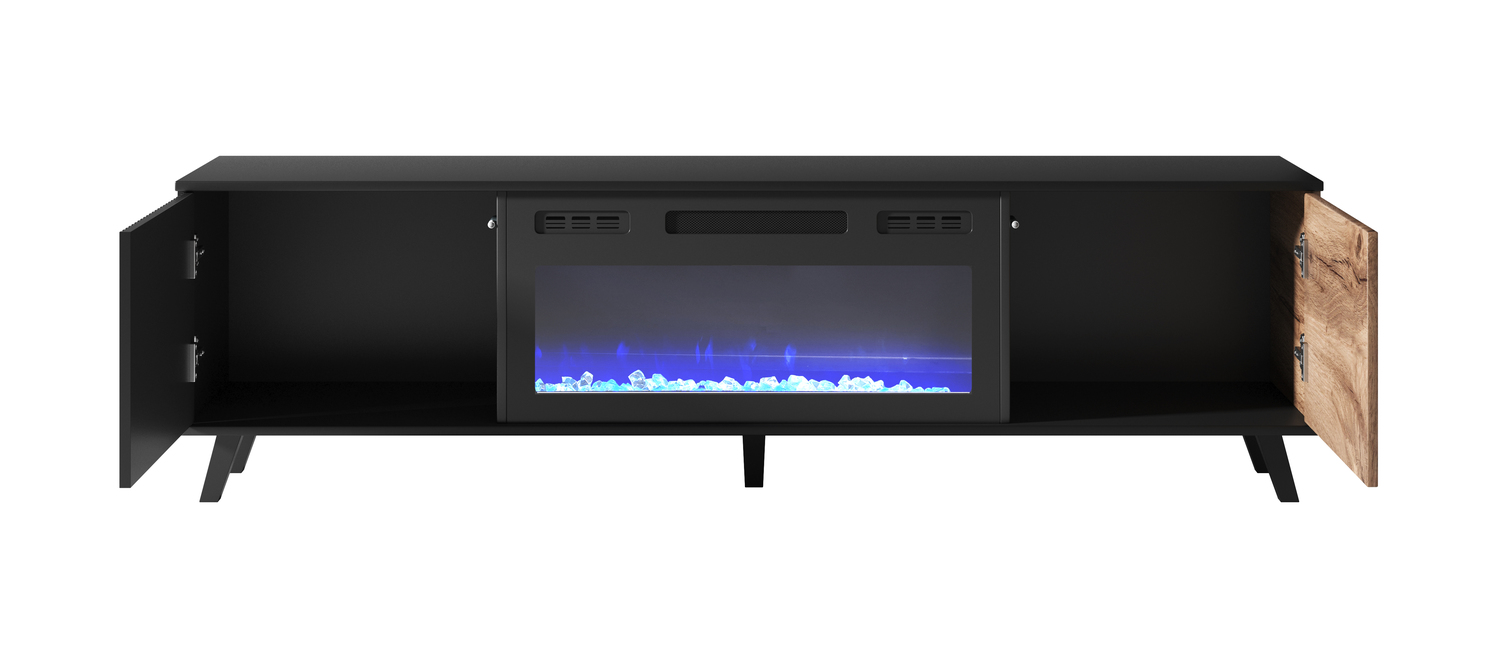 RANDOM RTV-K TV KOMODA S KAMINOM 180cm - HRAST / ČRNA - slika 6