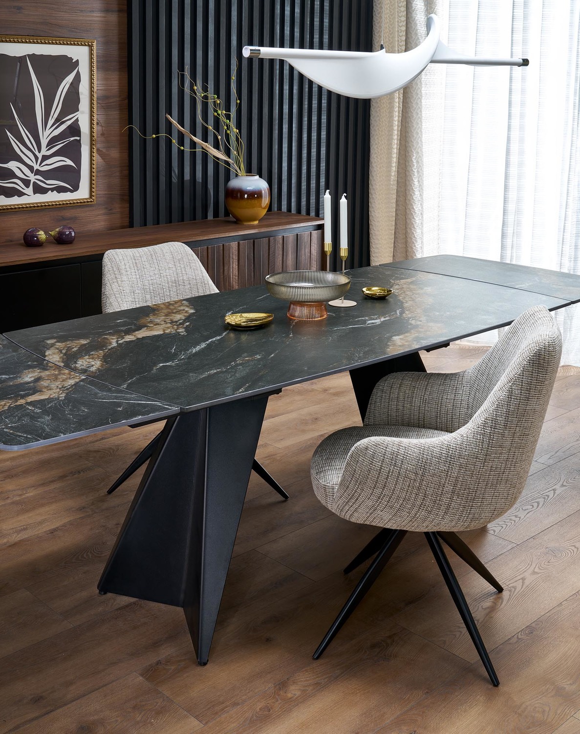 ARMANI RAZTEGLJIVA JEDILNA MIZA 165-241x90cm - MARMOR ČRNA - slika 3