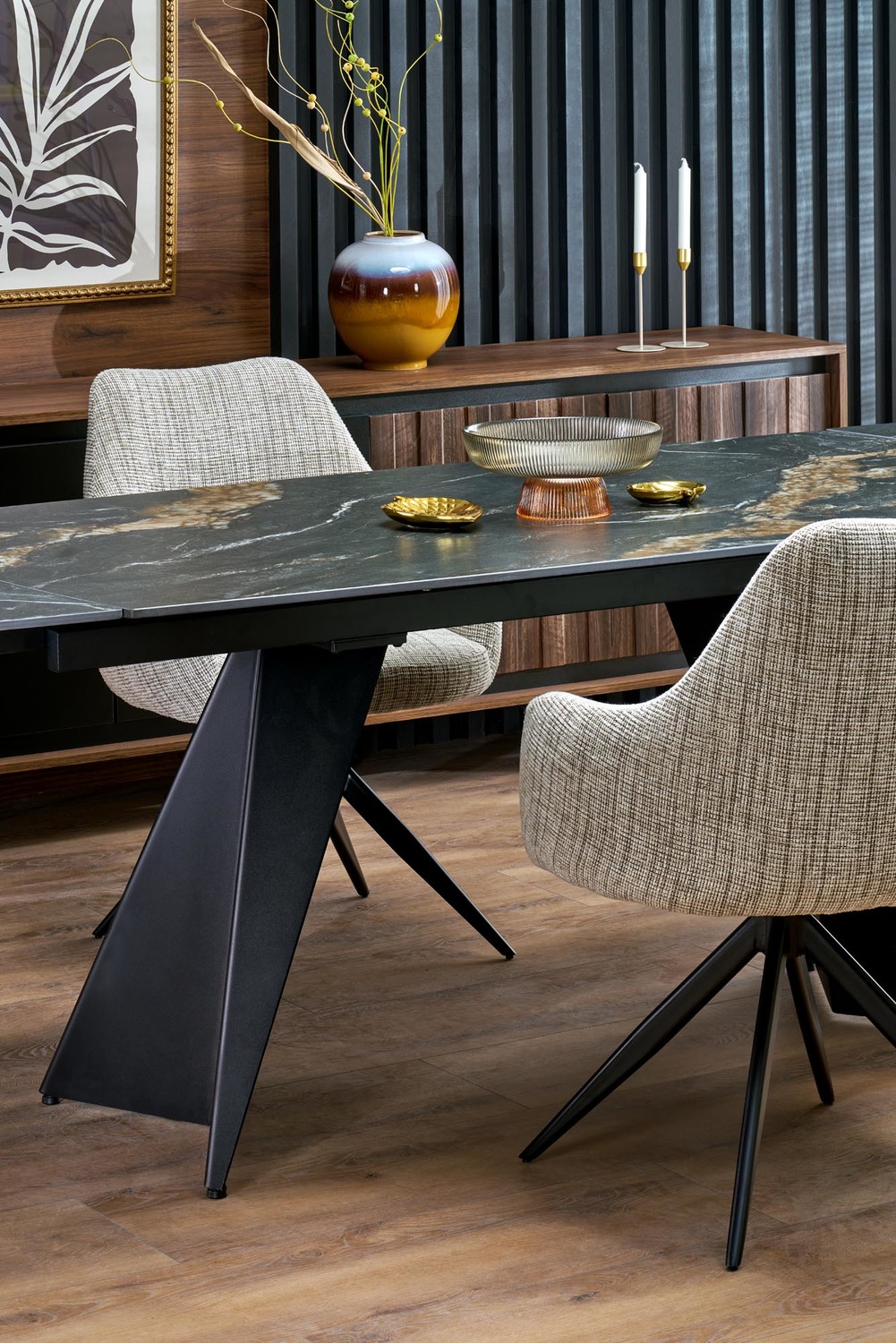 ARMANI RAZTEGLJIVA JEDILNA MIZA 165-241x90cm - MARMOR ČRNA - slika 8