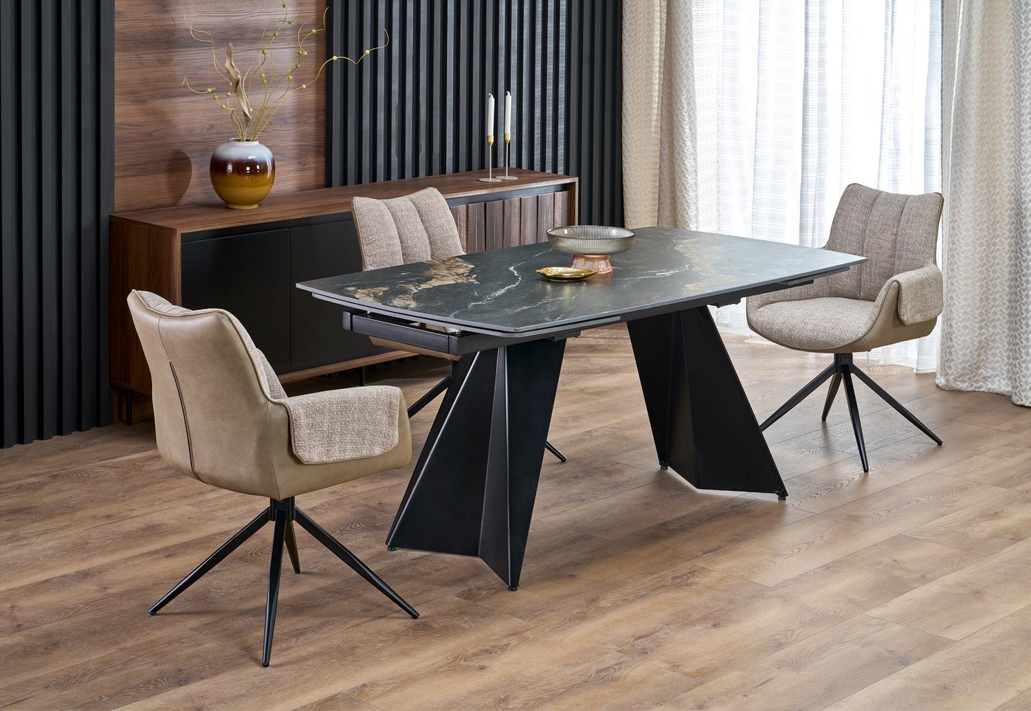 ARMANI RAZTEGLJIVA JEDILNA MIZA 165-241x90cm - MARMOR ČRNA - slika 2