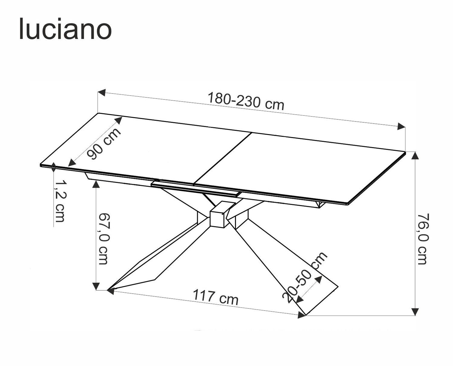 LUCIANO JEDILNA MIZA 180-230x90cm - MARMOR BELA / ČRNA - slika 19