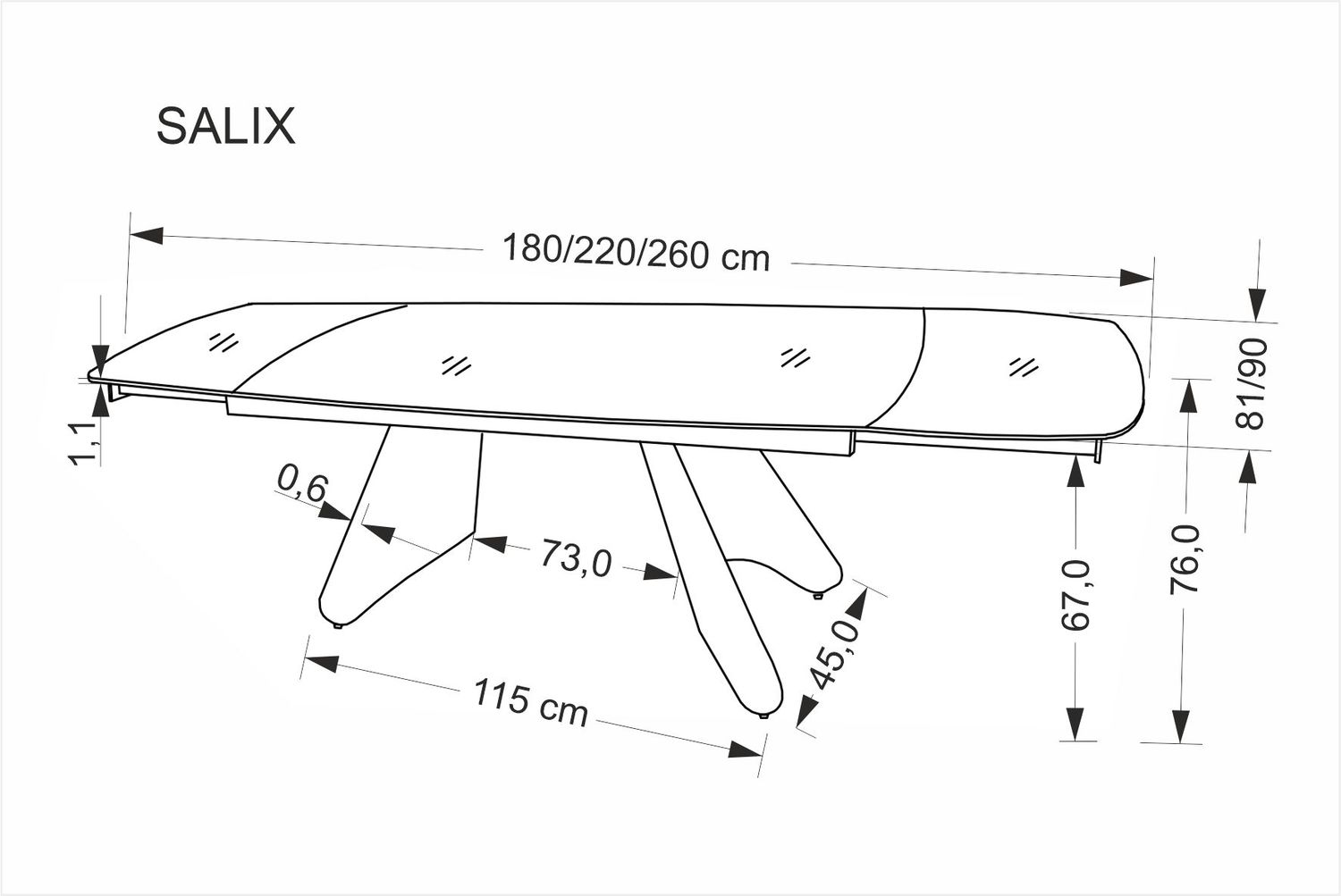 SALIX RAZTEGLJIVA JEDILNA MIZA - TRAVERTIN / KAŠMIR 180-260X90CM - slika 18