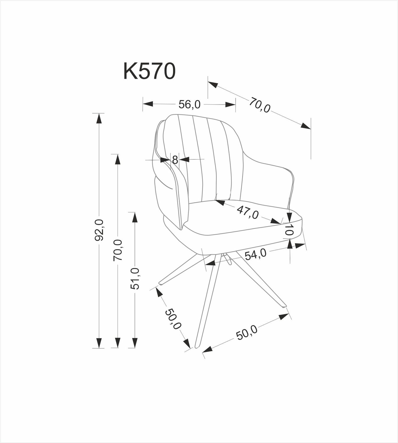K570 VRTLJIV STOL - SIVA - slika 17