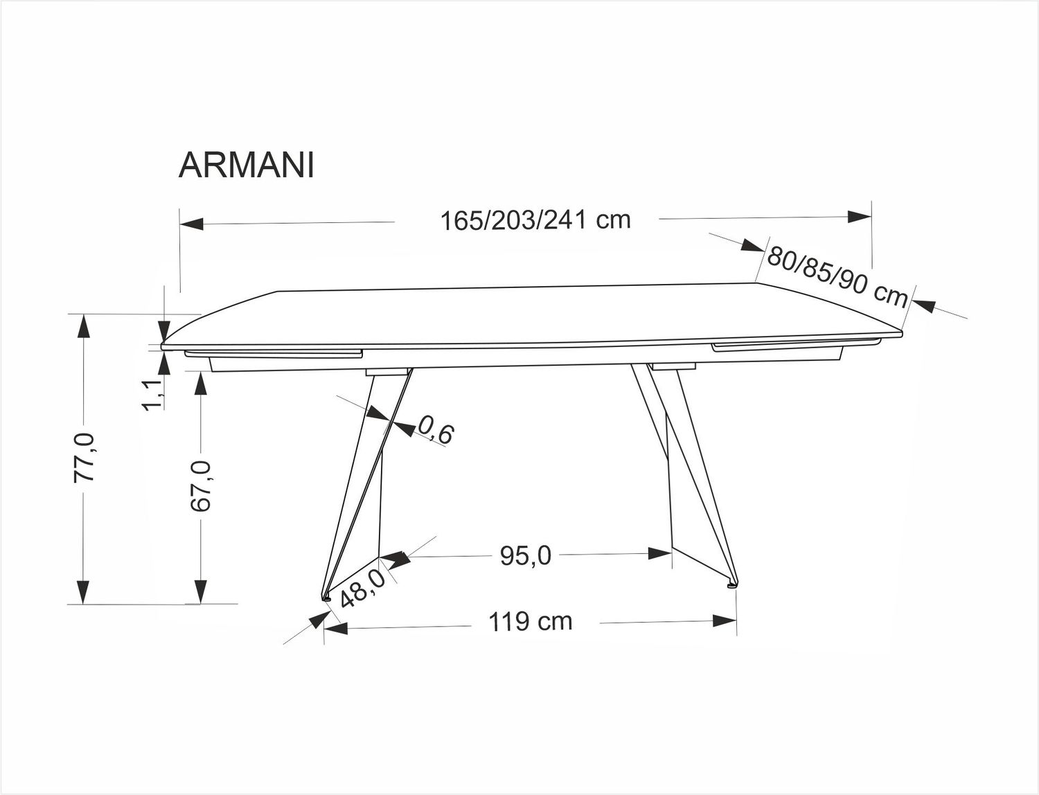 ARMANI RAZTEGLJIVA JEDILNA MIZA 165-241x90cm - MARMOR ČRNA - slika 18