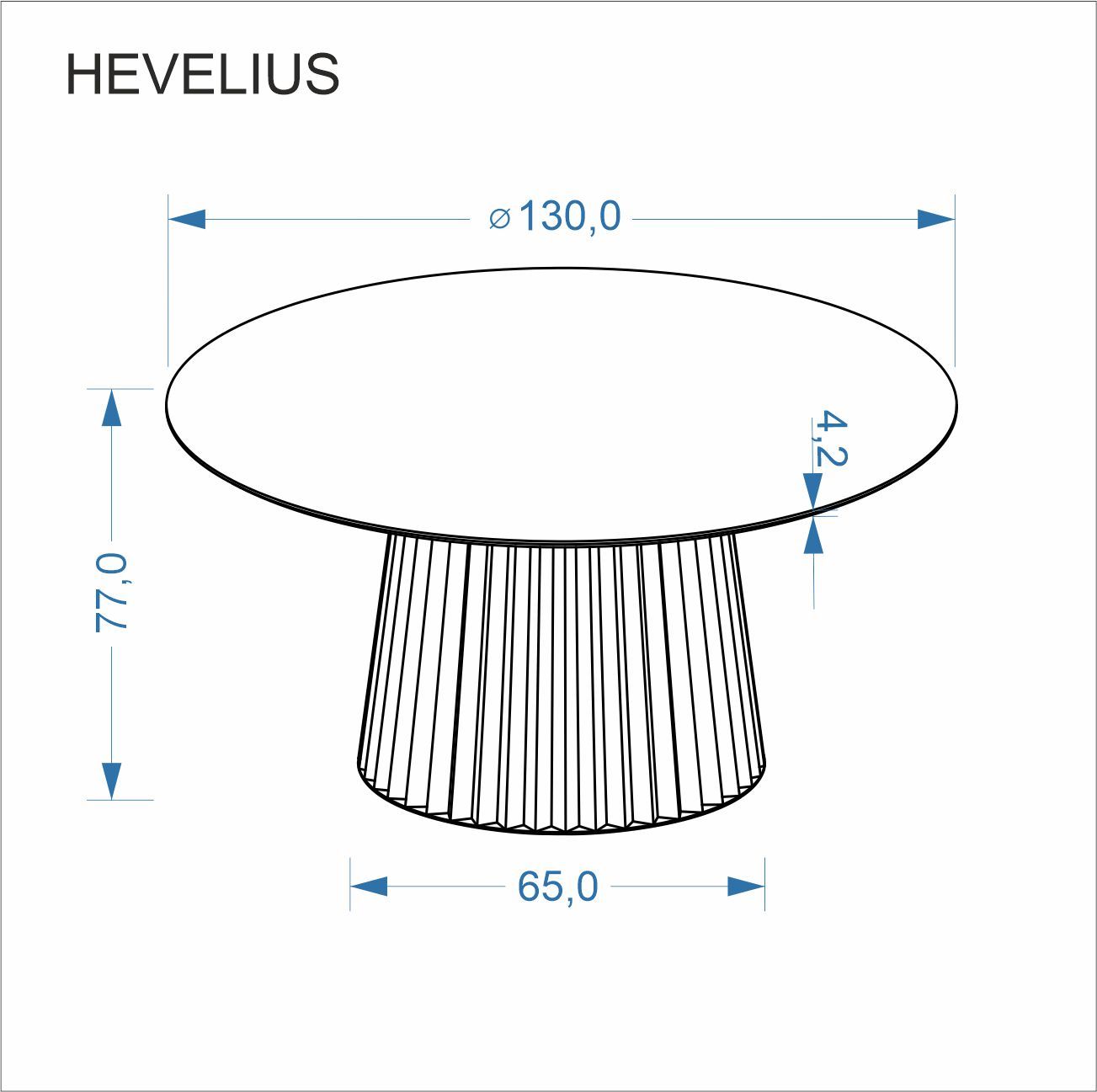 HEVELIUS OKROGLA JEDILNA MIZA Ø130CM - OREH/ČRNA - slika 3