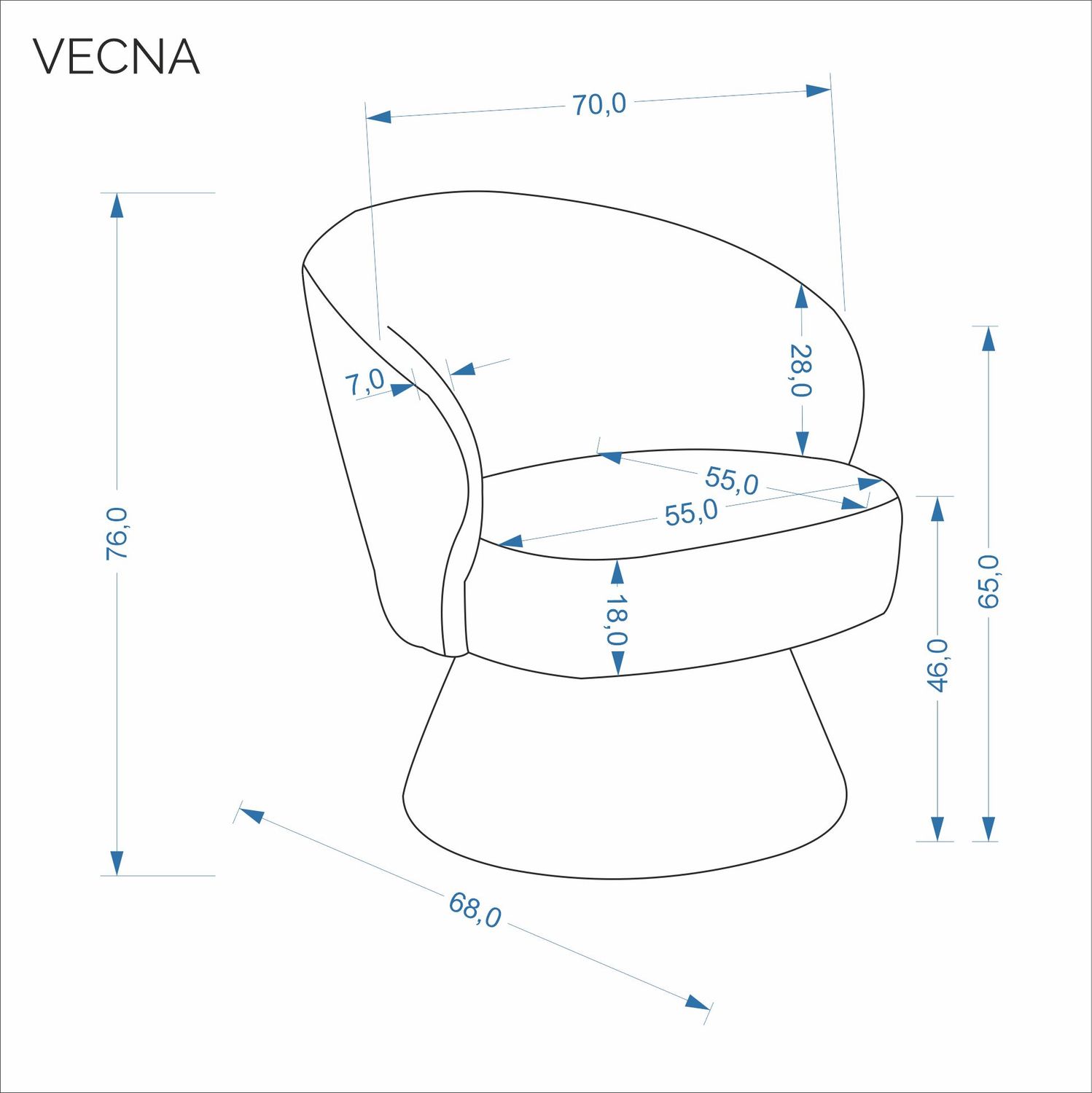 VECNA FOTELJ Z VRTLJIVO FUNKCIJO - SIVA - slika 2
