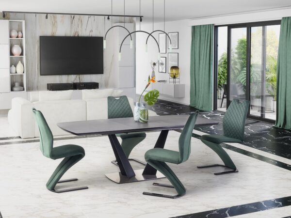 FANGOR extension table, color: top - dark grey, legs - black