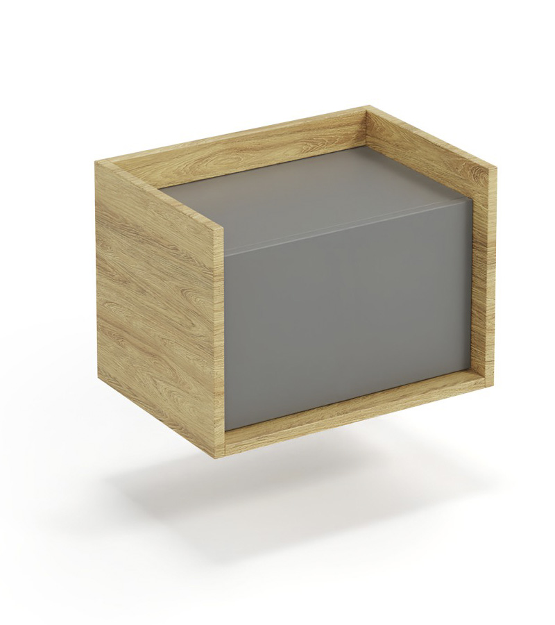 MOBIUS low cabinet 1D color: hikora oak/grey