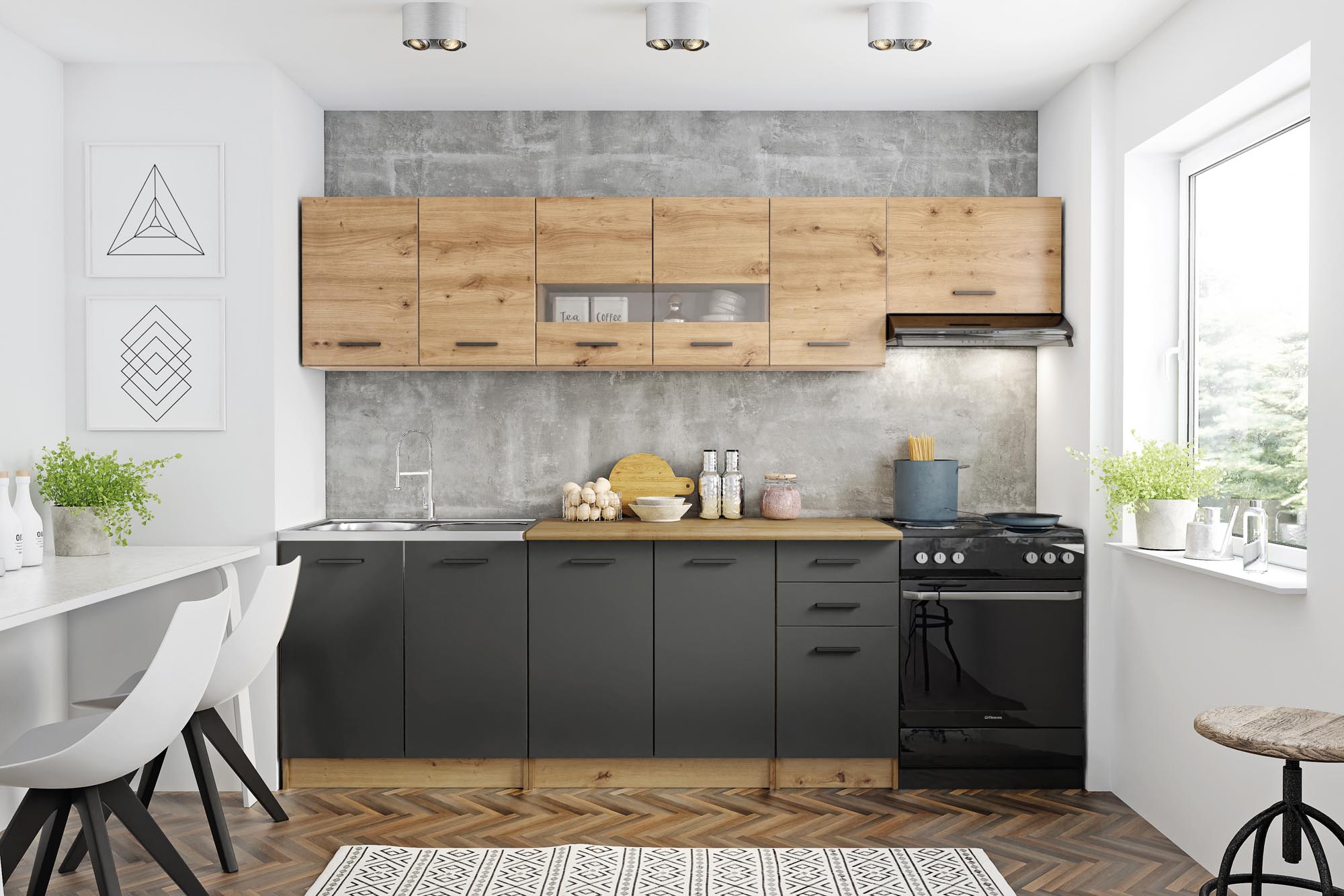 PERŁA 260 - ARTISAN OAK/DARK GREY