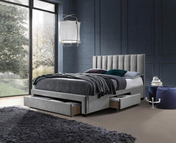 GRACE bed with drawers, color: grey