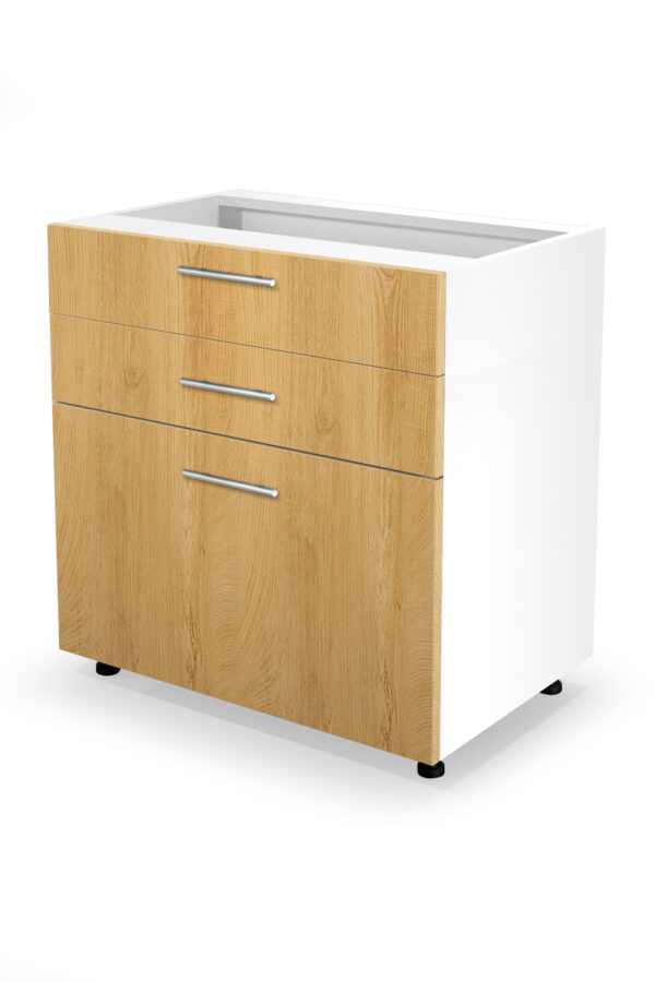 VENTO DS3-80/82 lower cabinet with drawers, color: white/honey oak
