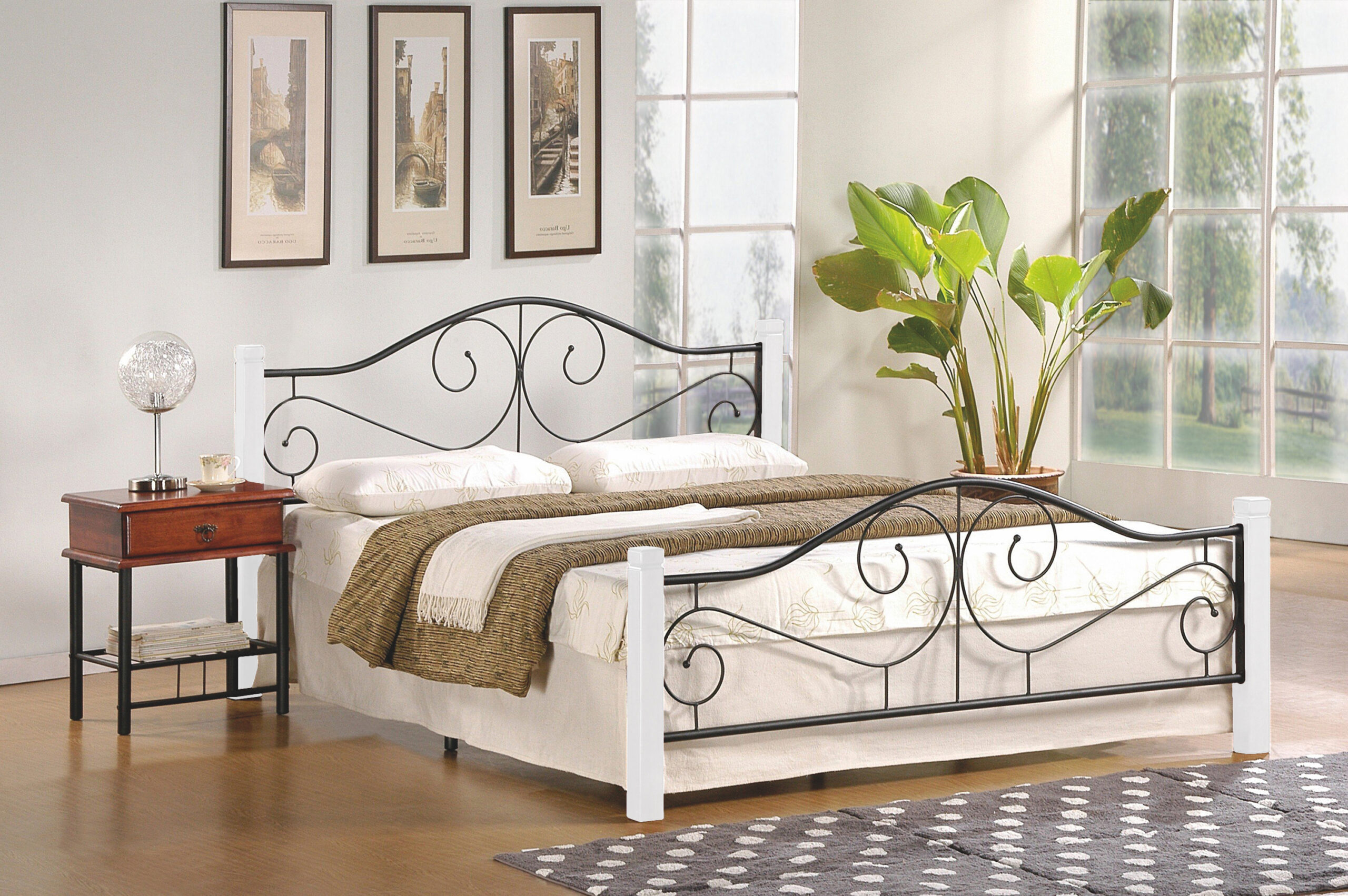 VIOLETTA 160 bed, color: ecru / black