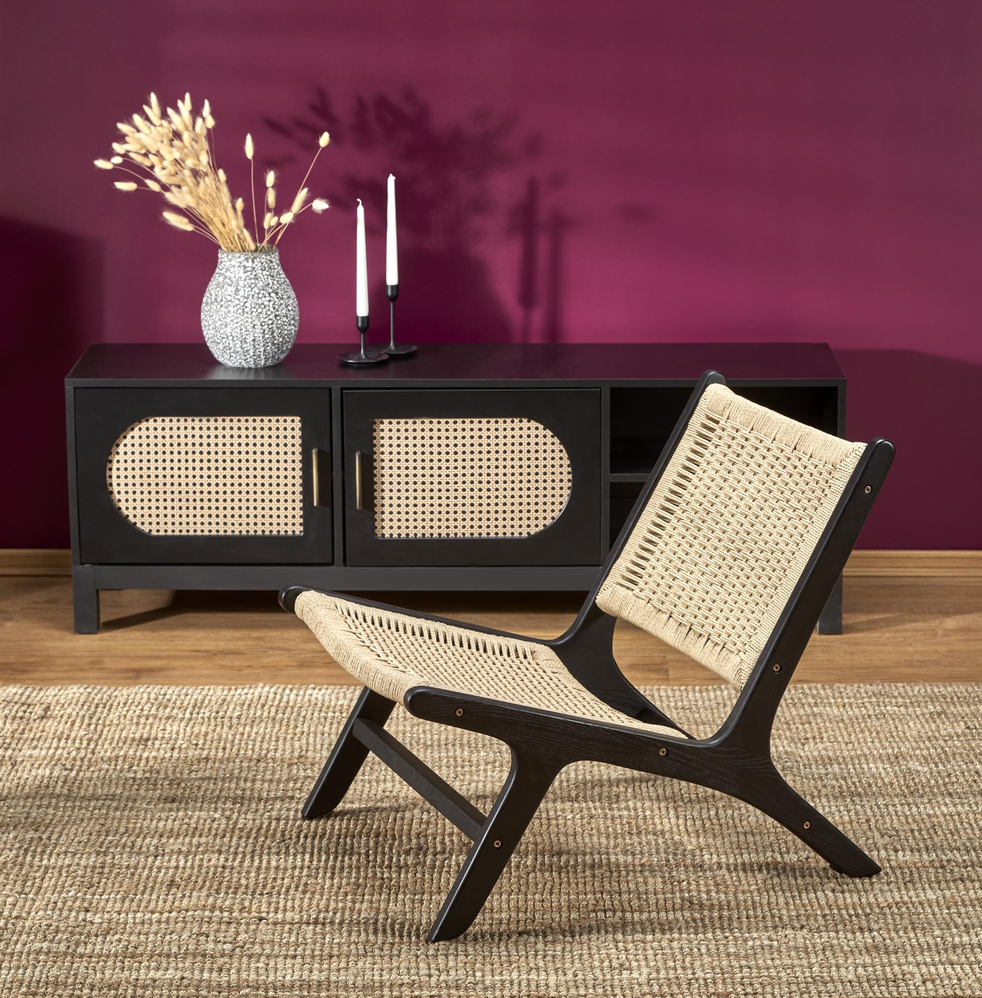 FODEN leisure chair, black / natural