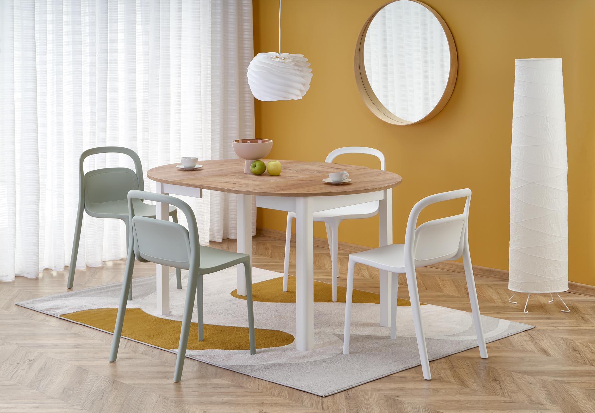 RINGO table, craft oak / white