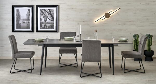 CHARLES table grey marble / black
