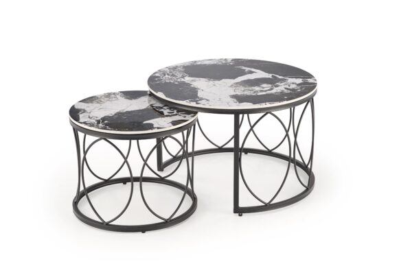 ALEXANDRA   set of two coffee tables, black marble / black