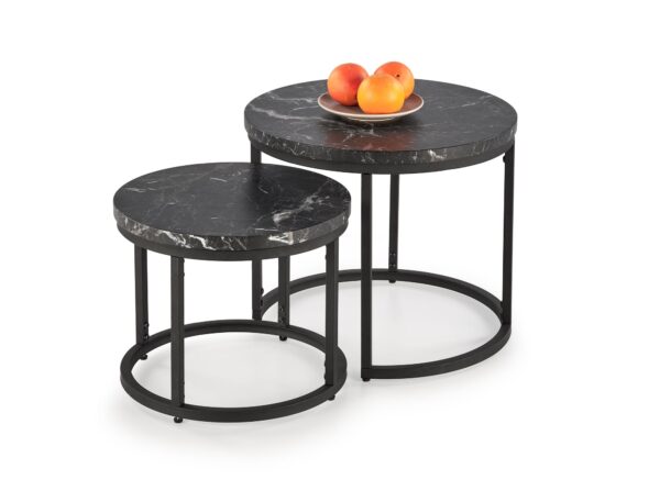 OREO set of two c. tables - black marble / black