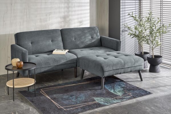 CORNELIUS folding sofa with ottoman, color: grey