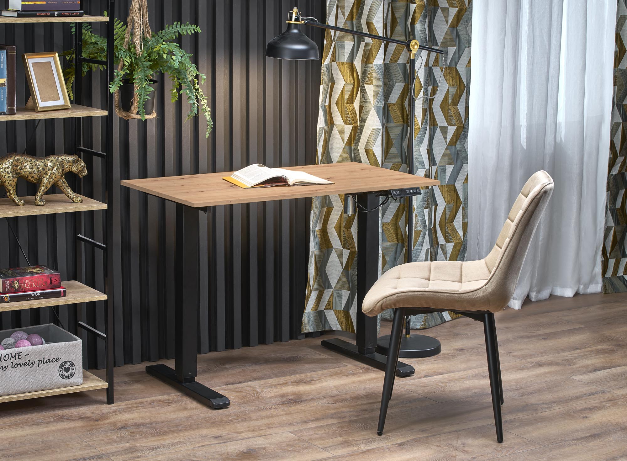 B53 desk with adjustable height, artisan oak / black