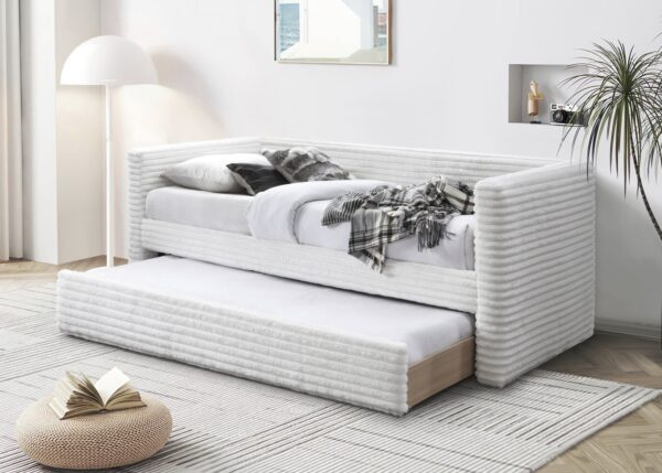 ALABAMA double bed with pull-out bottom mattress space, creamy
