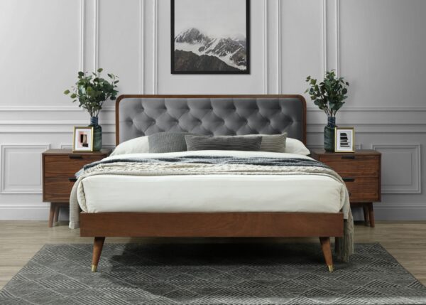 CASSIDY 140 bed, grey / walnut