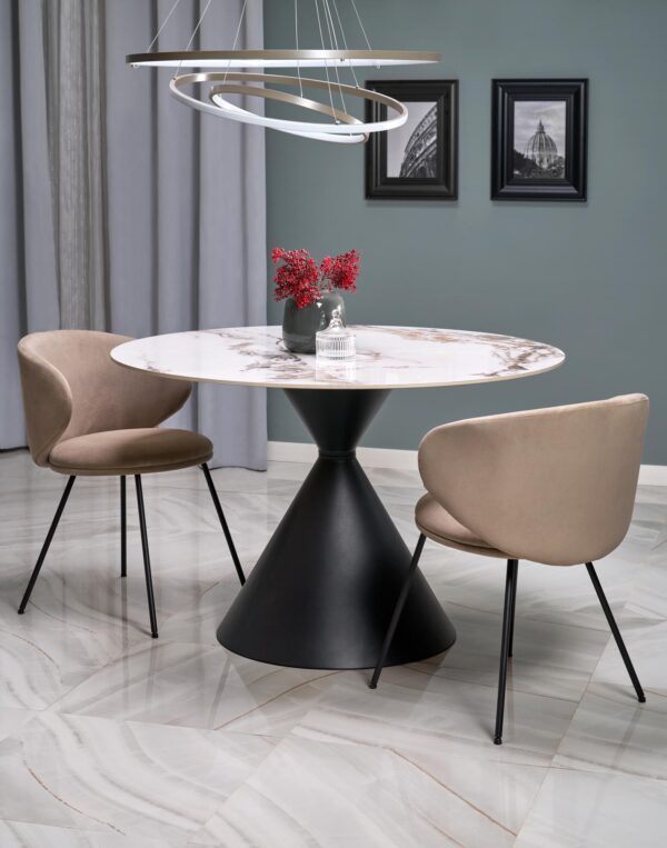 GARET round table, white marble / black