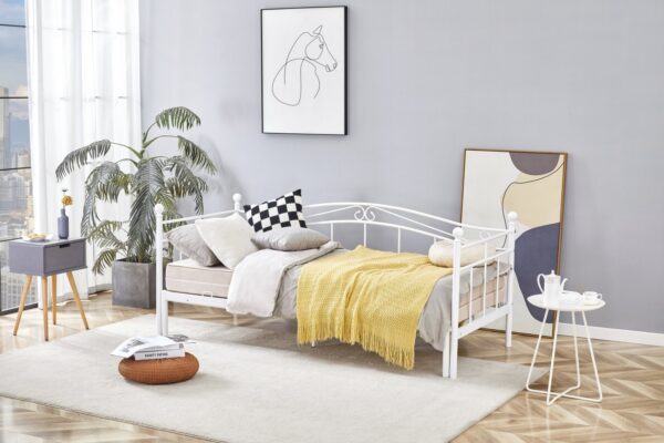 ARIZA double bed with pull-out extra mattress space, white