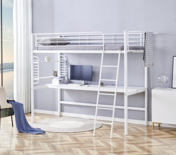 DOLCE bunk bed with desk and organizer, white