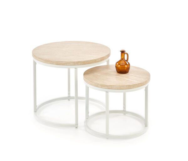 OREO set of two coffee tables, travertine / white