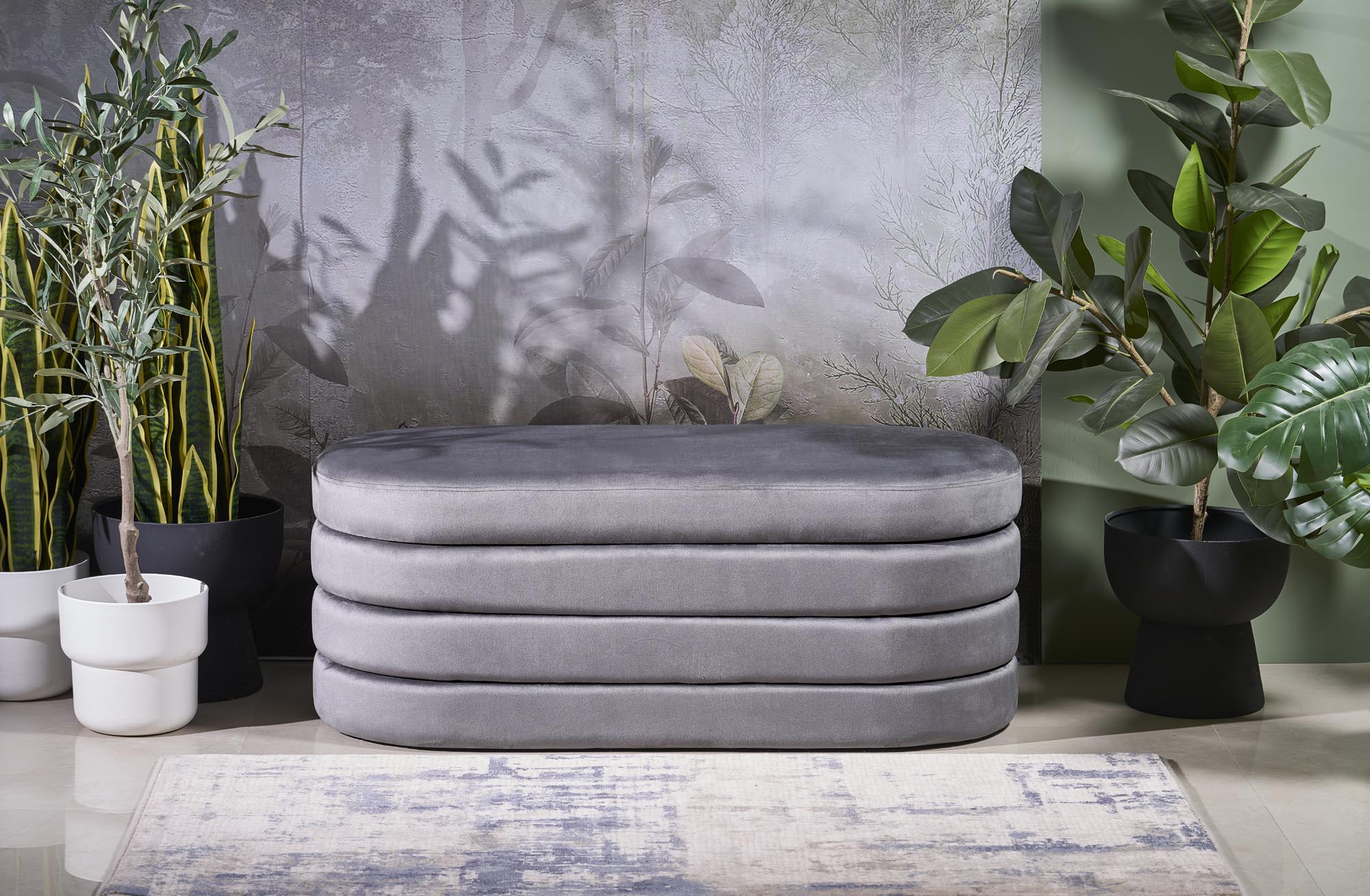 CALPI bench with storage function, grey