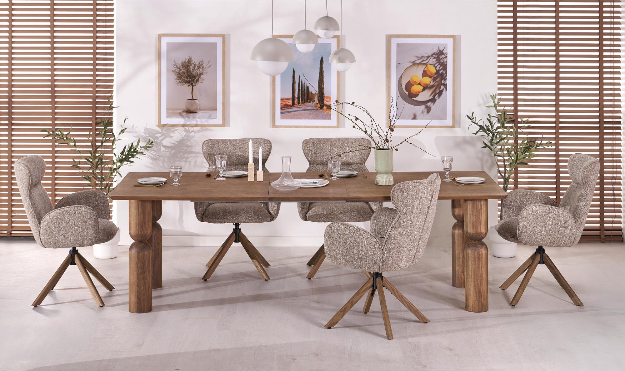 JAPANDI extension table, color: light walnut / light walnut
