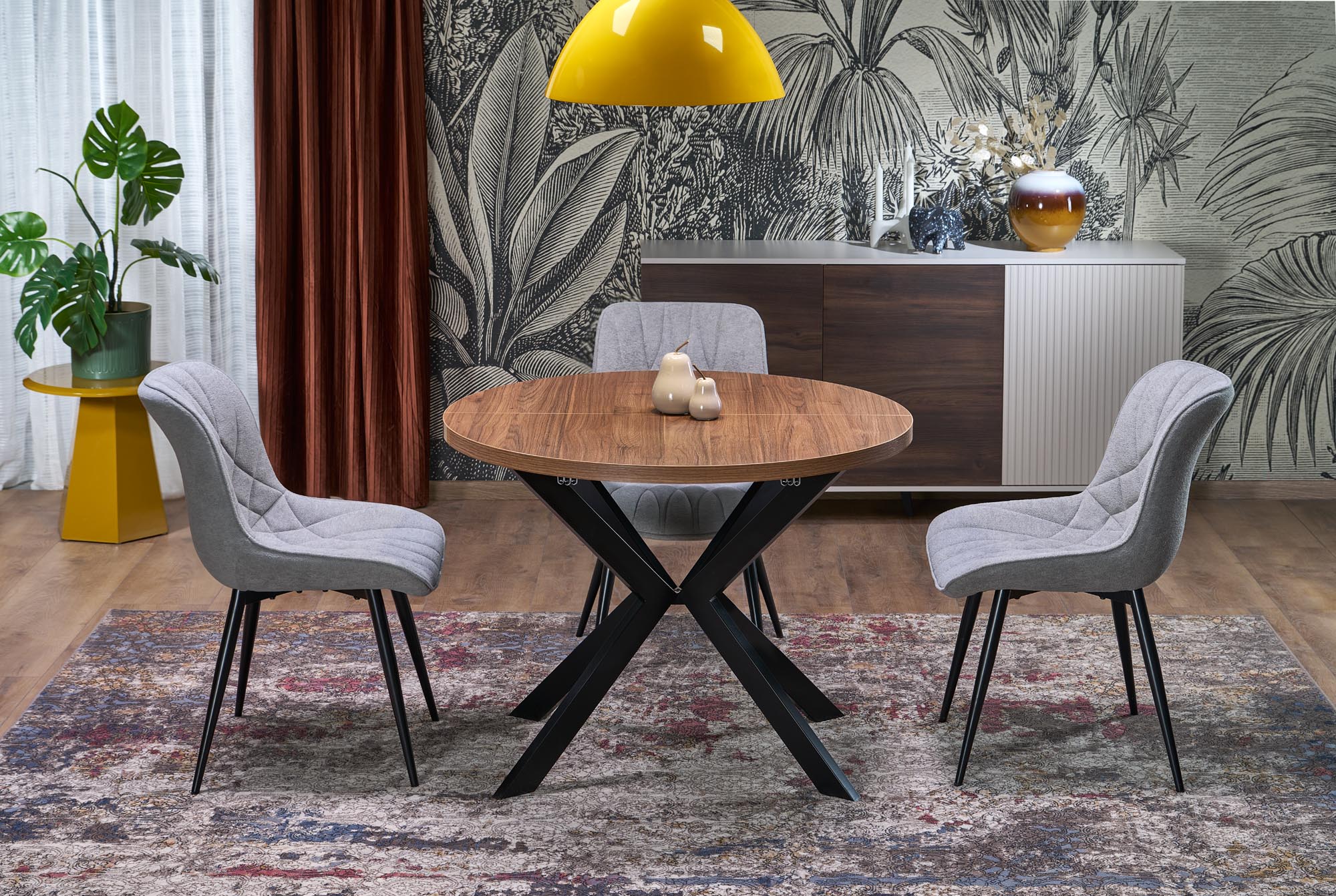PERONI extension table, walnut / black