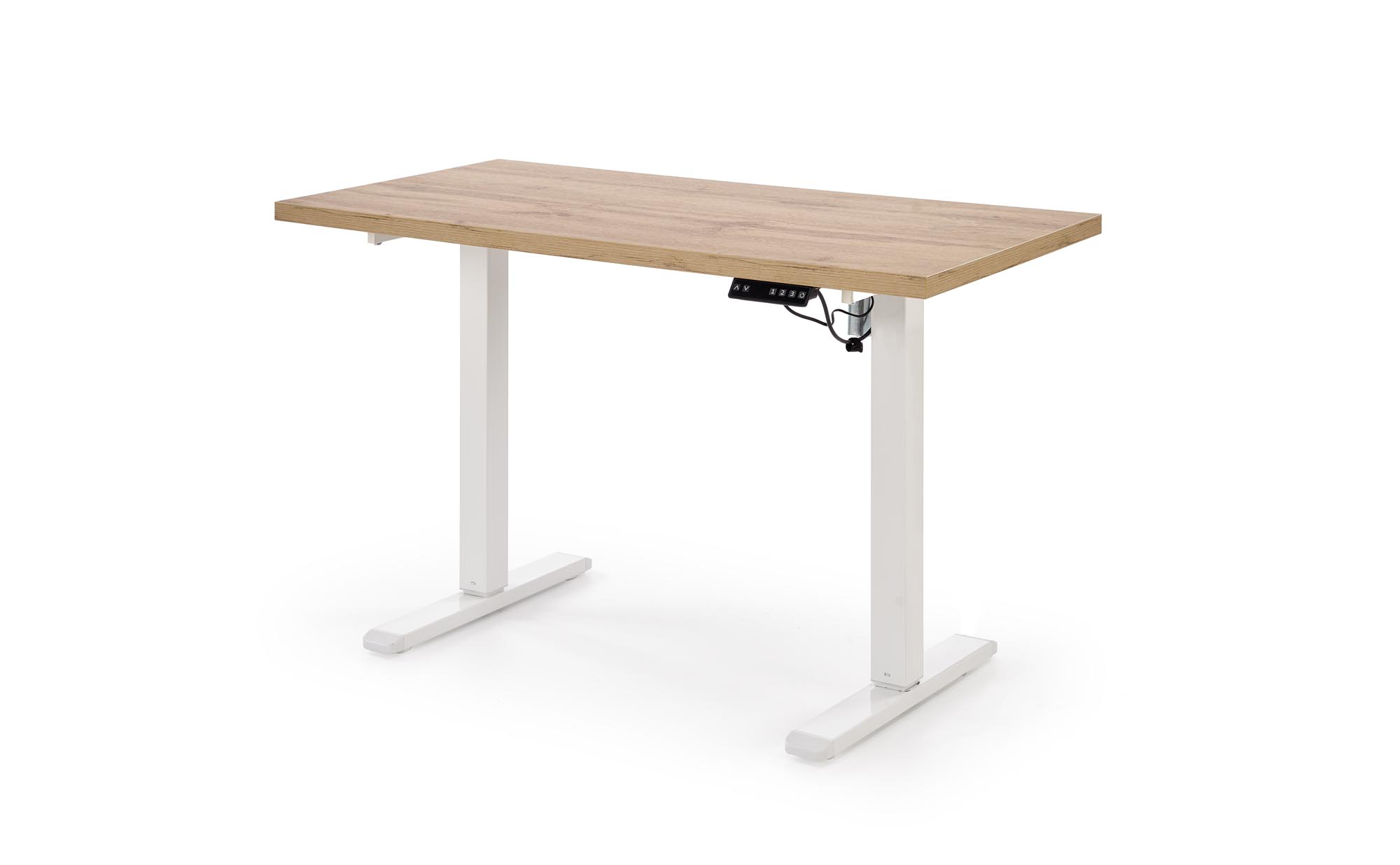 B/54 desk with adjustable height, top - artisan oak, frame - white