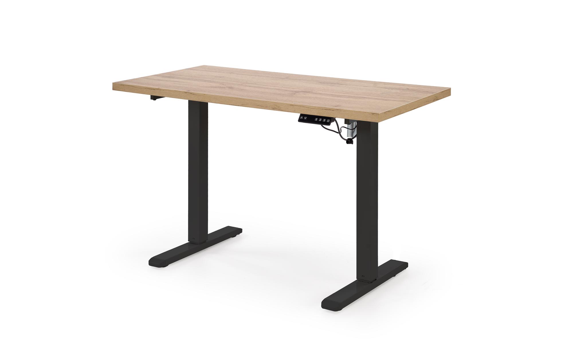 B/54 desk with adjustable height, top - artisan oak, frame - black
