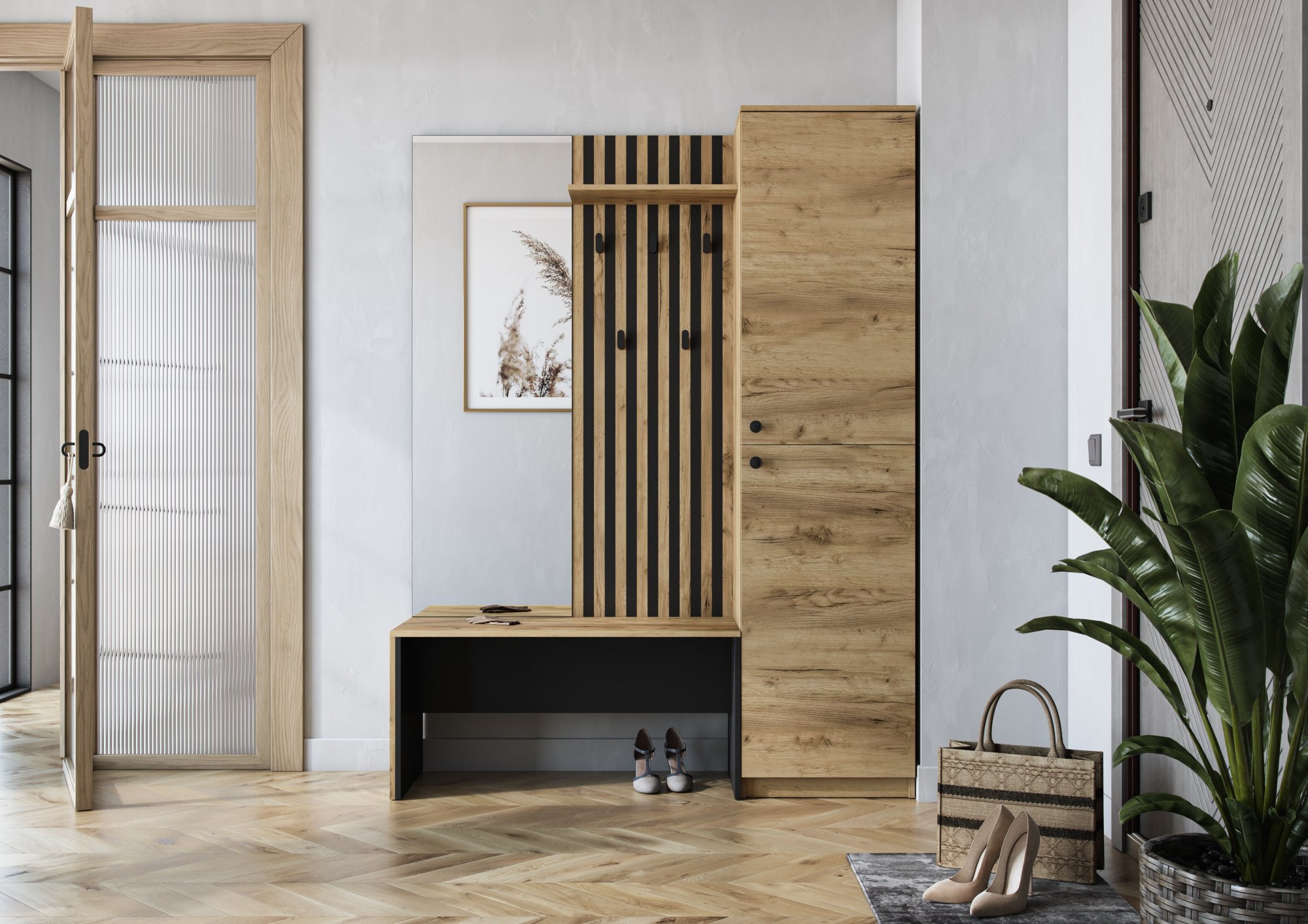 ZARIS hall, golden oak / black