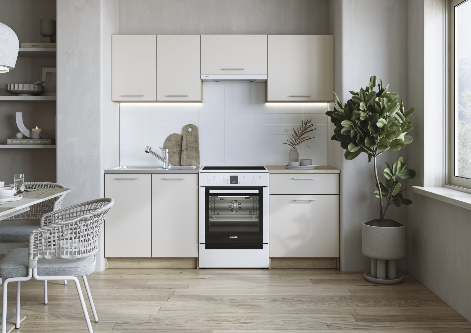 MARIJA 200 kitchen set, cremona oak / cashmere