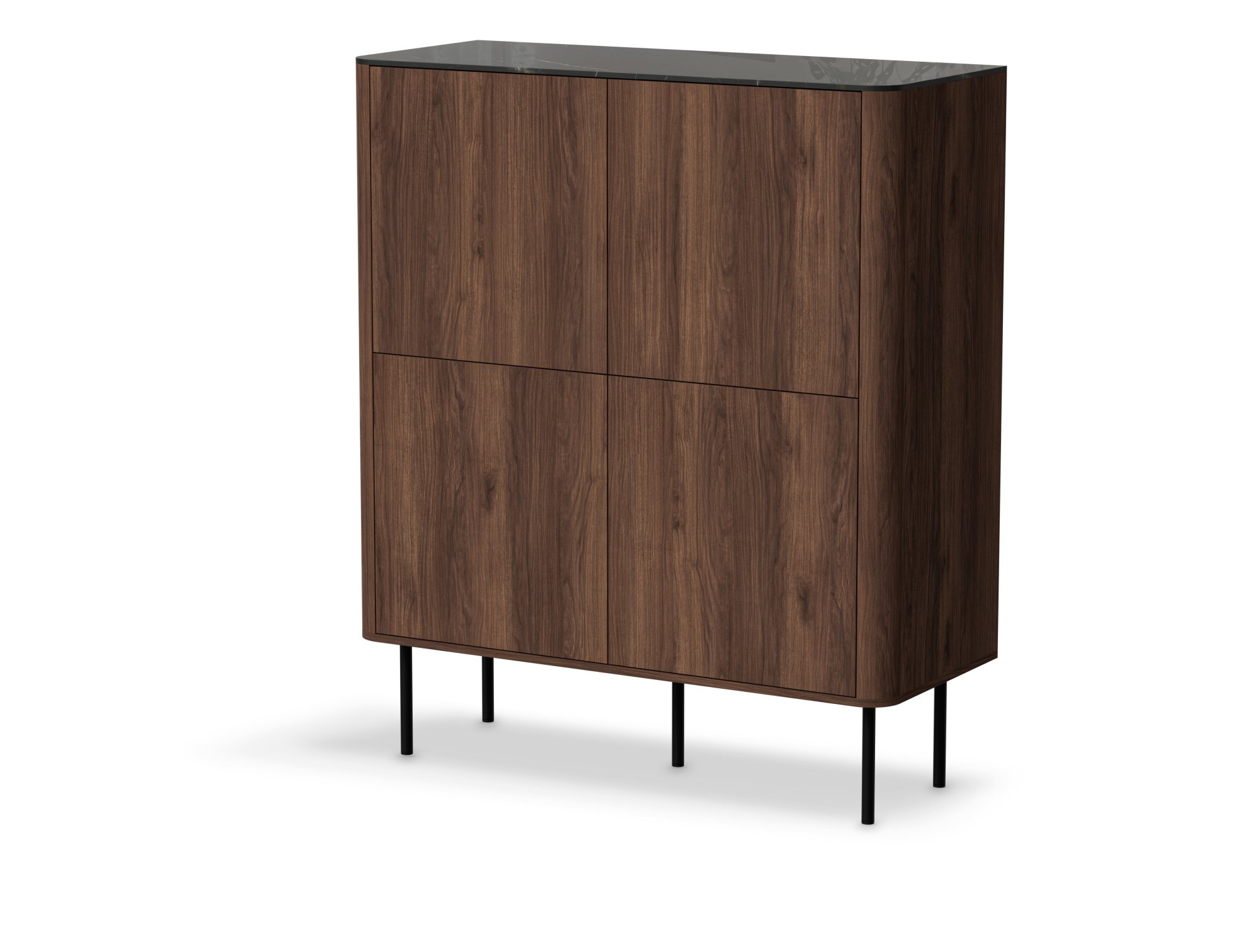 SOLANO KM-2 chest warmia walnut / black marble