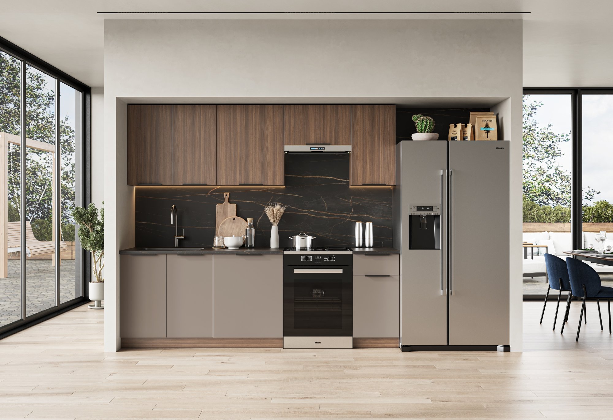 GRENADA 240 kitchen set, walnut, walnut franklin/taupe