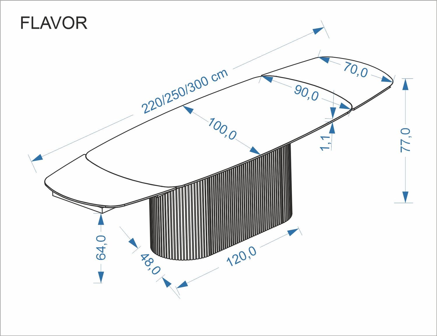 Flavor raztegljiva jedilna miza 200-300cm - beli marmor / oreh - slika 13