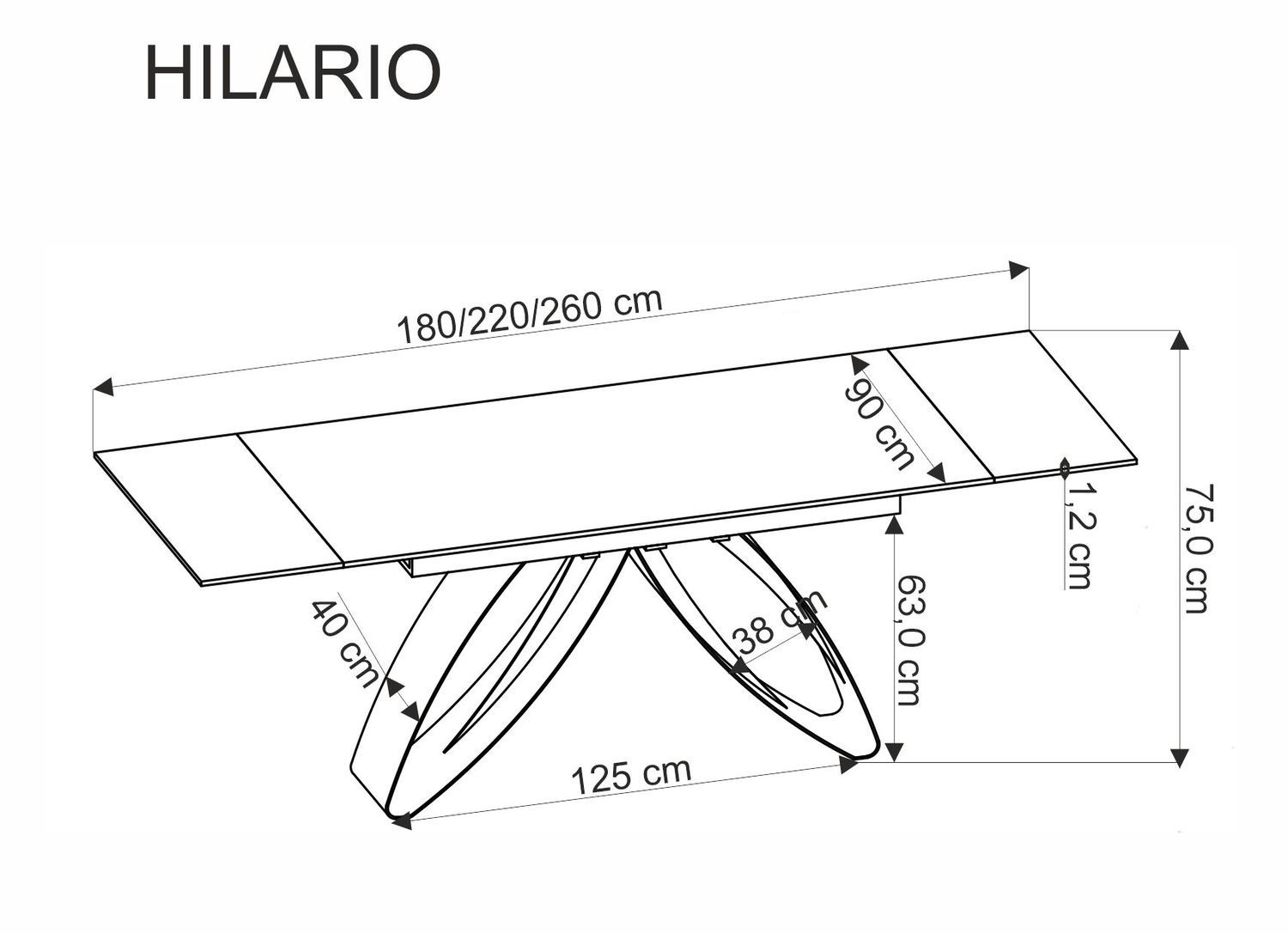 Hilario raztegljiva jedilna miza 180-260cm - svetli travertin / kašmir - slika 19