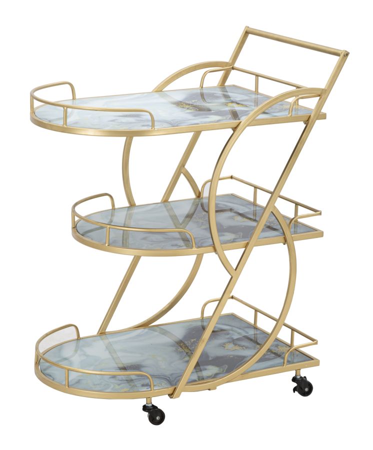 TROLLEY MARBLE GLASS MIX CM71X45,5X84,5