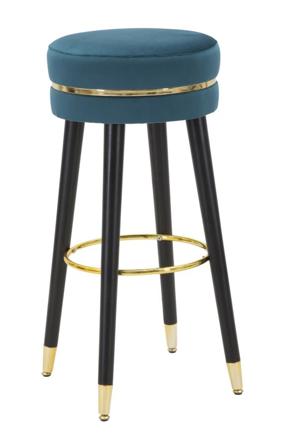 BAR STOOL PARIS TEAL/GOLD CM Ø 35X74