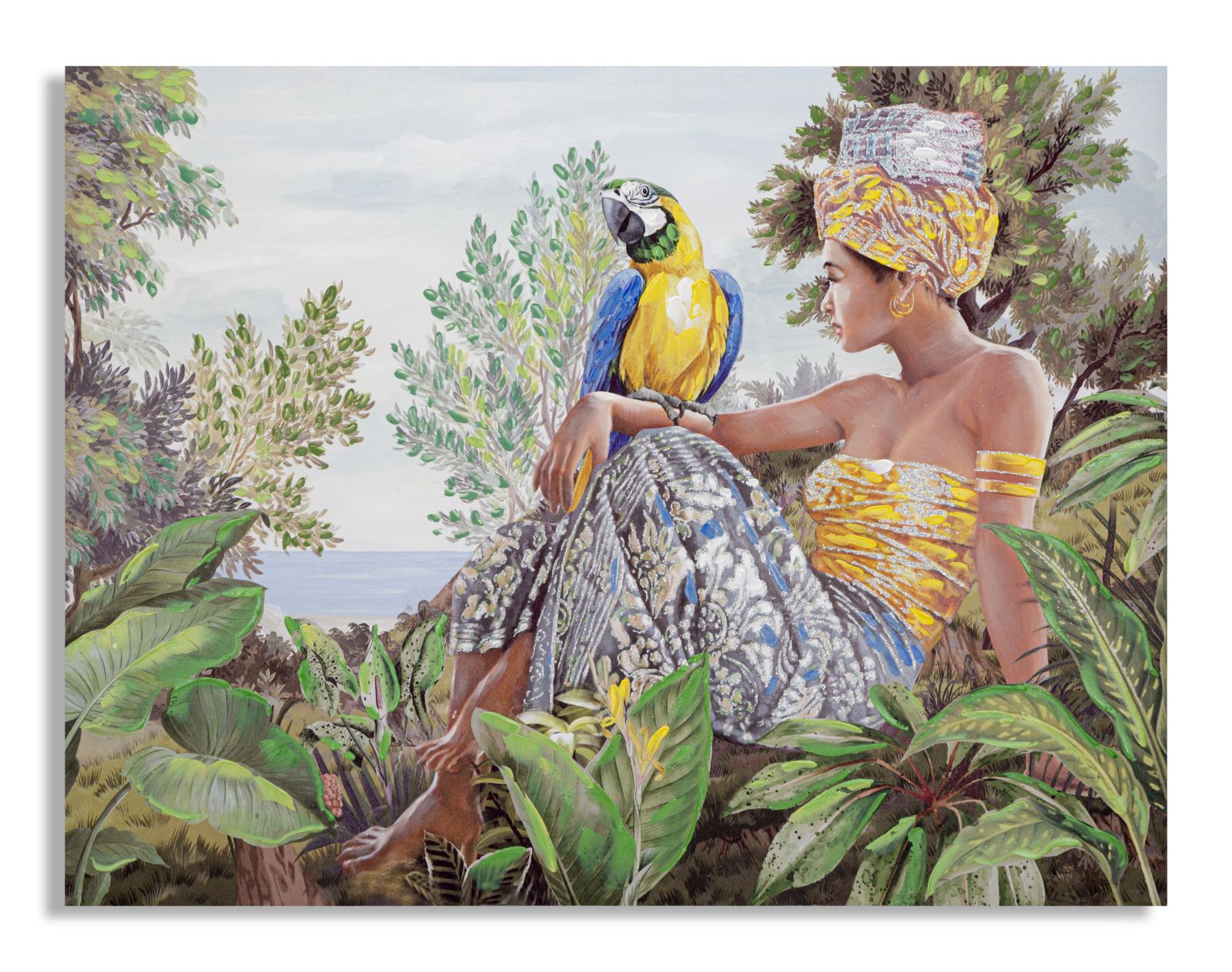 HANDMADE WALL PAINTING KENDA ORIZZONTAL CM 120X3X90