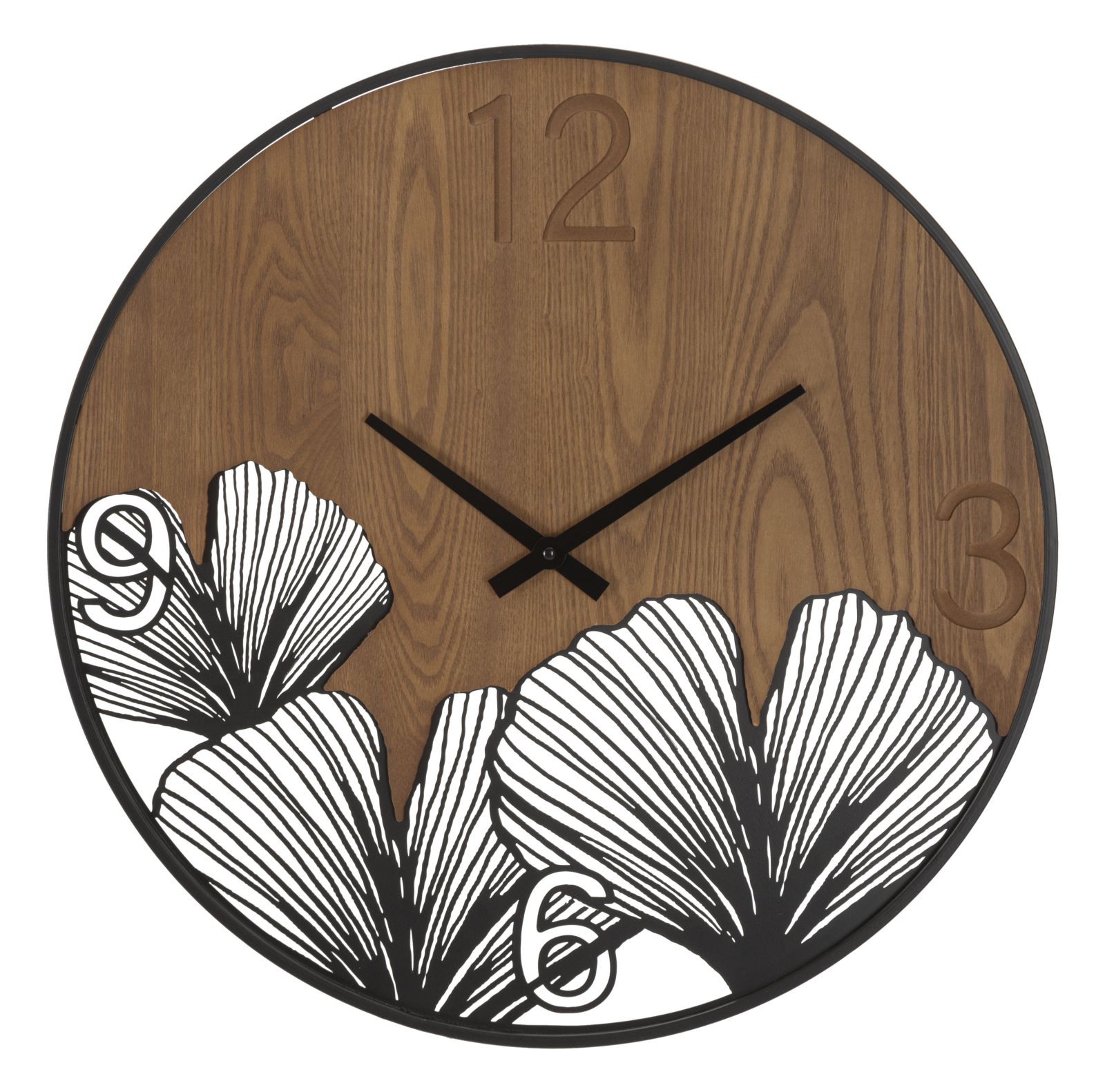 WALL CLOCK SUPER WOOD/LEAF CM Ø 60X2