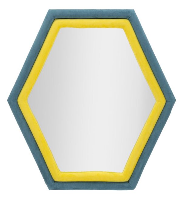 WALL MIRROR TONY BLUE/YELLOW VELVET CM 75X4X80