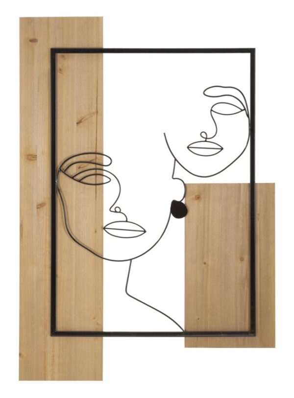 WALL PANEL FACES IRON AND WOOD CM 63X2X90